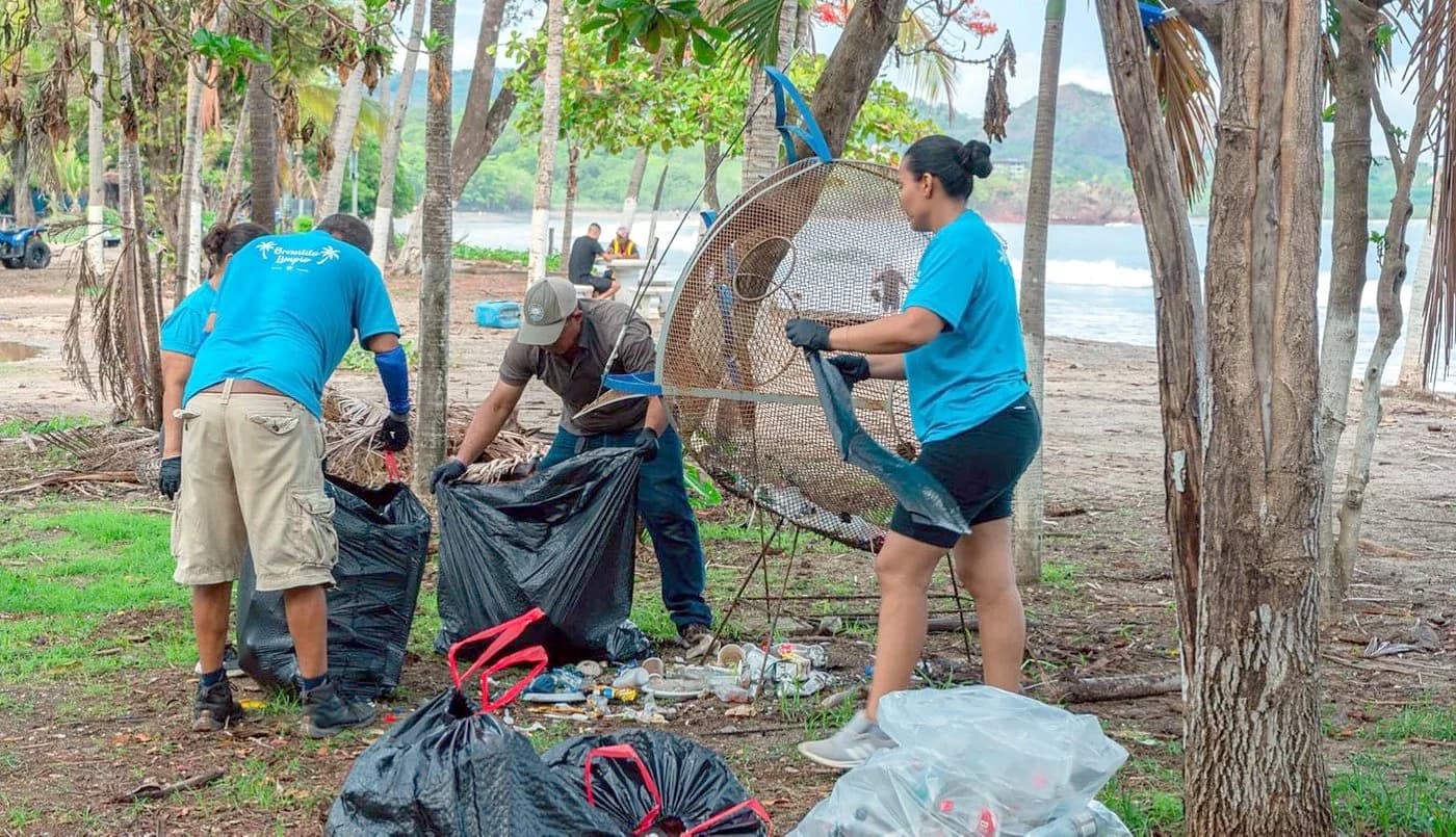 Clearing the beachfront park at Playa Brasilito