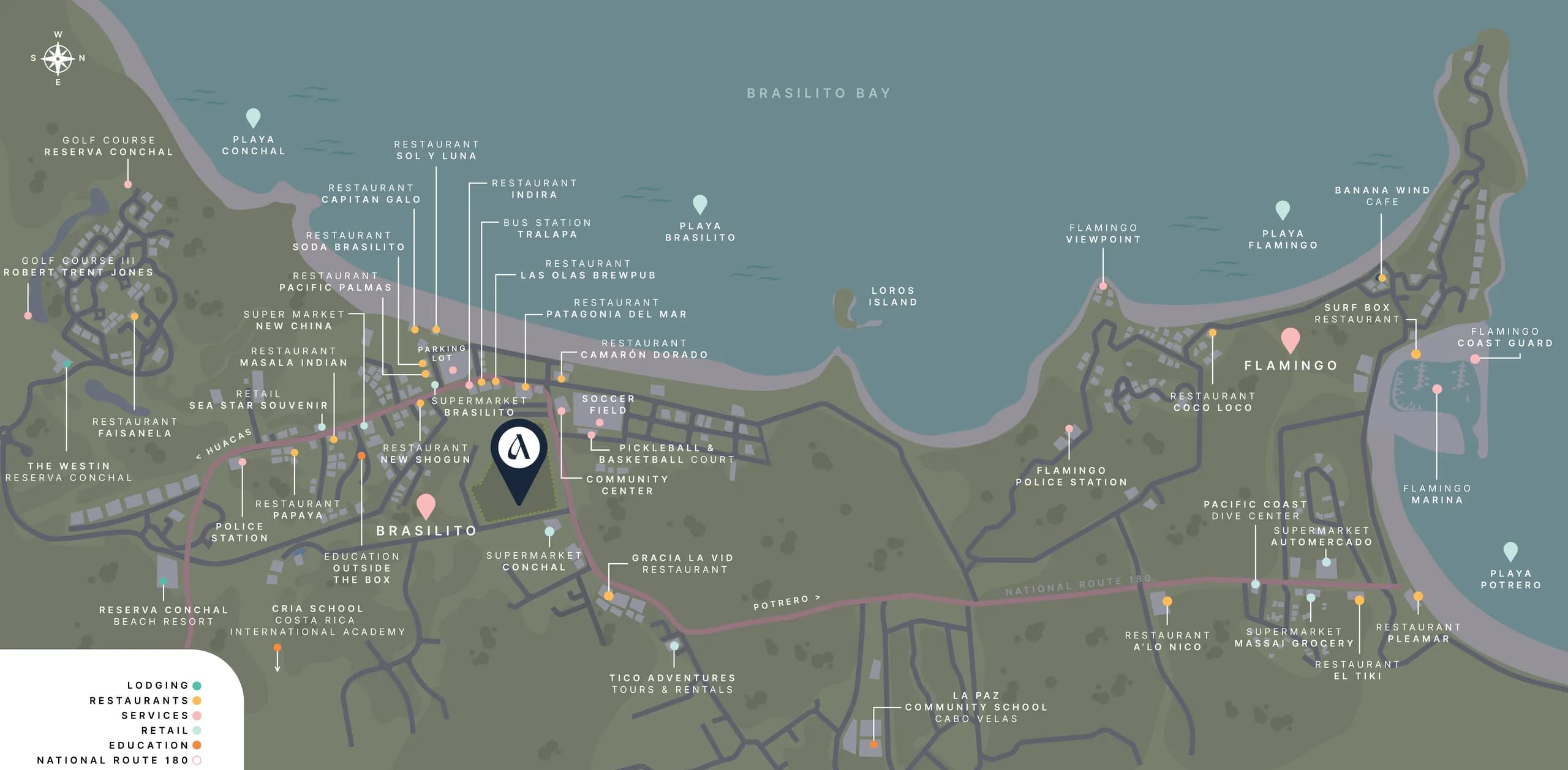 Map of Arcadia Brasilito Beach community and surrounding area