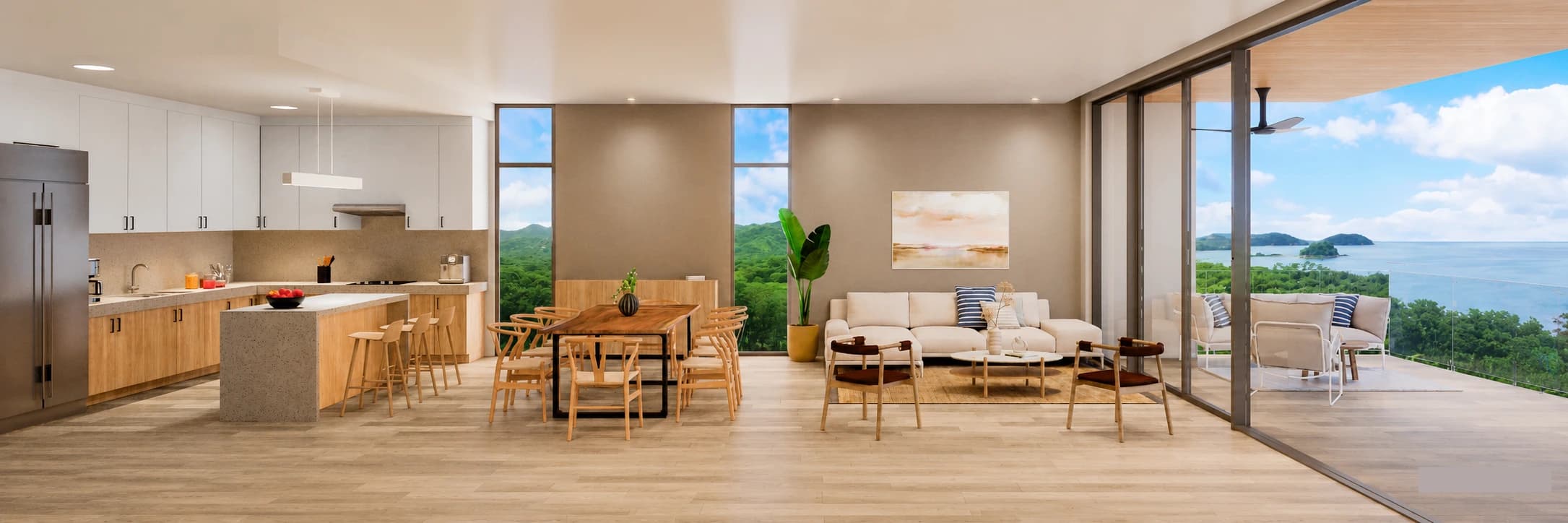 Arcadia at Brasilito Beach – open living room with ocean views