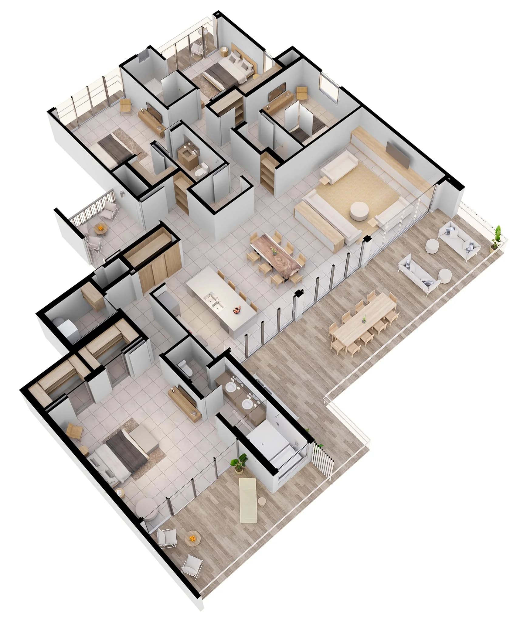 Penthouse A 3D floor plan at Arcadia Brasilito Beach
