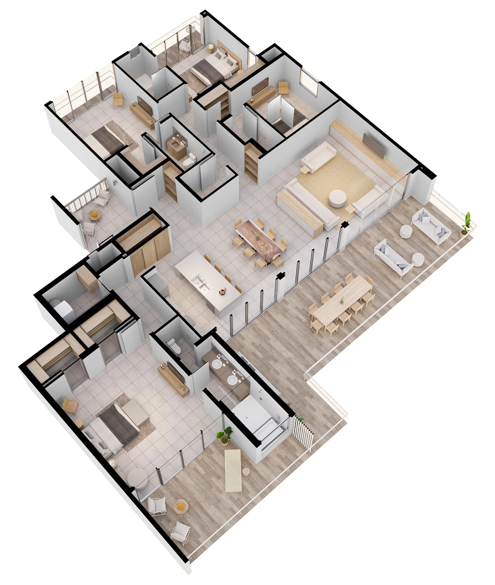 Penthouse A 3D floor plan at Arcadia Brasilito Beach